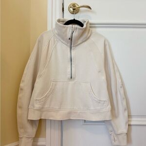 Lululemon Women Scuba Oversized Funnel-Neck Half Zip Bone Color Size M/L